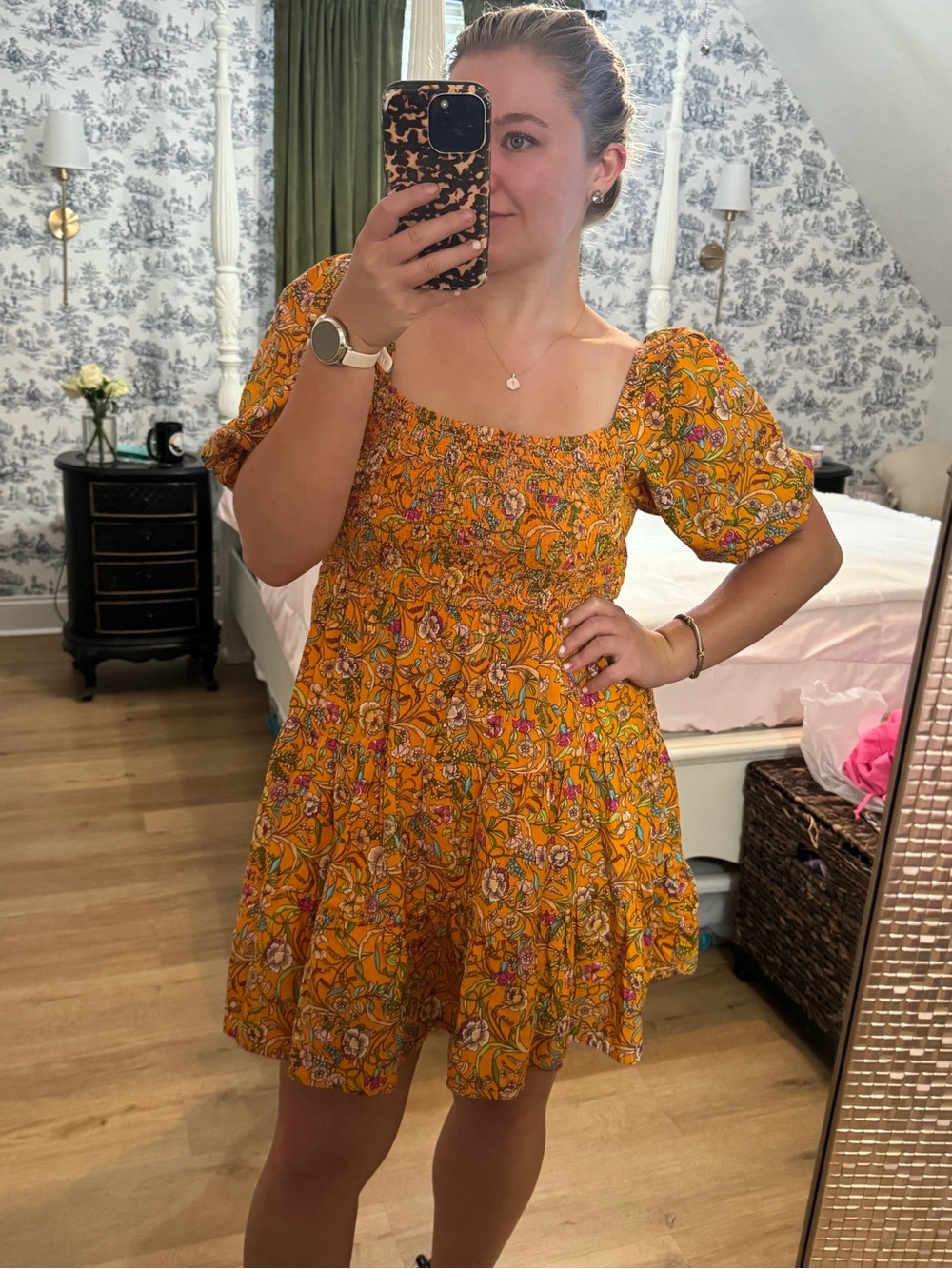 Floral Smocked Mini Dress